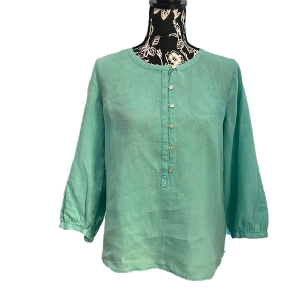 𝅺Nicole Miller 100% linen round neck blouse - Picture 1 of 11